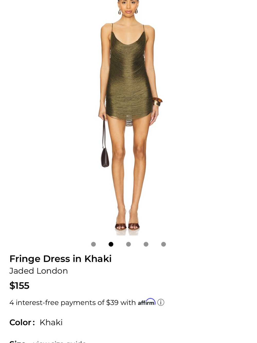 Jaded London Olive Khaki Fringe Slip Dress